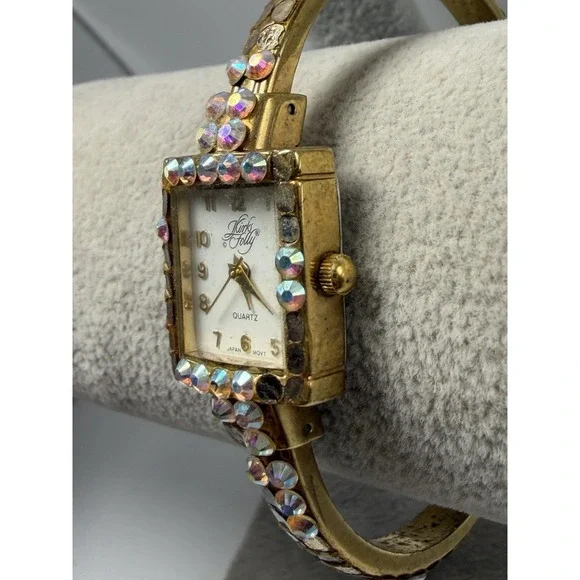 Missing Stones Kirks Folly Cuff Rhinestone Ladies Watch New Battery 19MM 6" - Picture 2 of 12